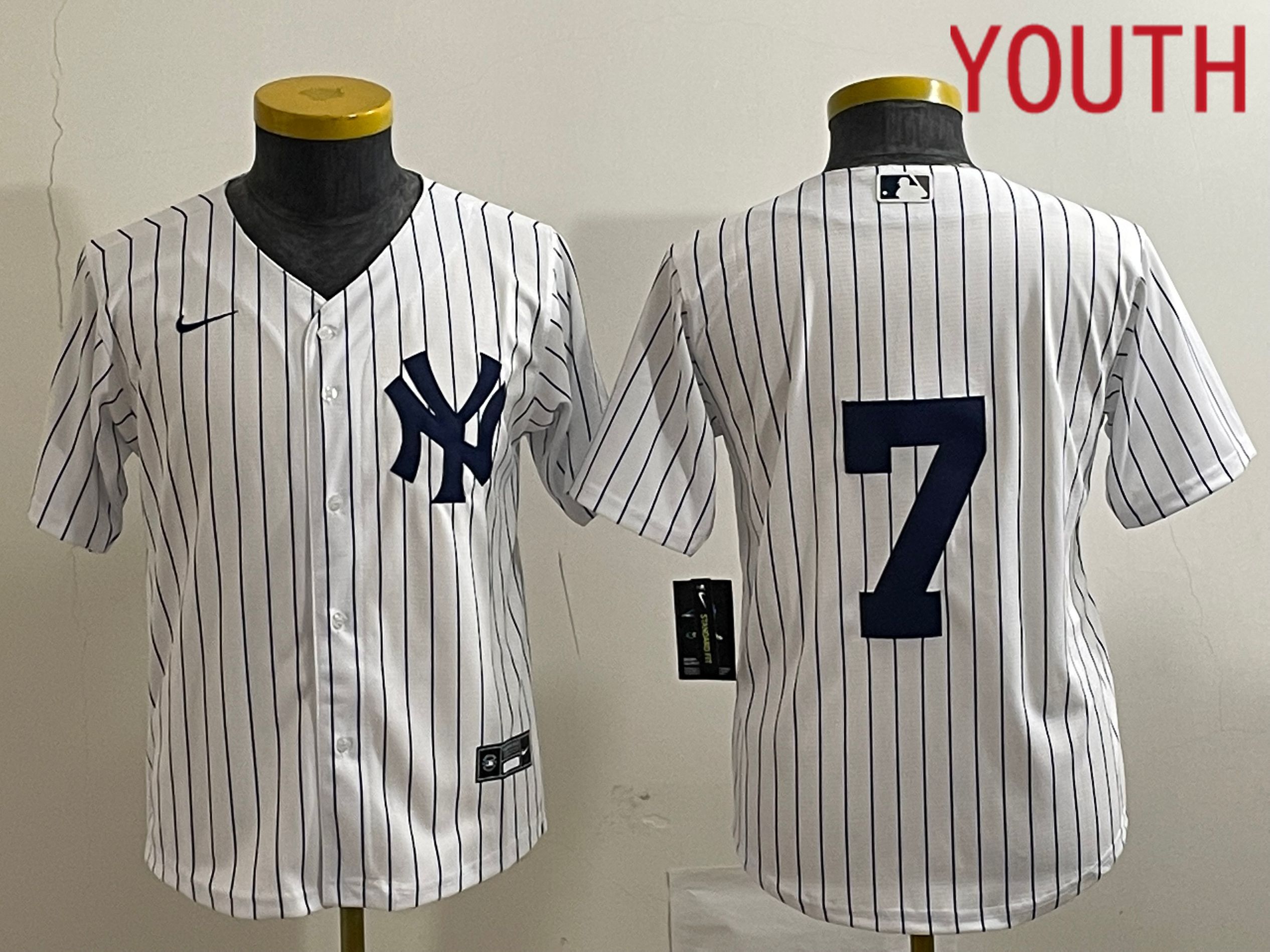 Youth New York Yankees #7 No Name White Nike Game MLB Jersey->tennessee titans->NFL Jersey